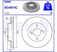 2x DELPHI BG4974C Disco freno Anteriore per SUZUKI IGNIS (MF) 231mm