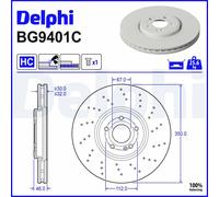 2x DELPHI Bremsscheibe Anteriore Ventilata Forata Ø350mm per Mercedes-Benz