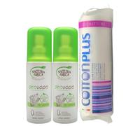 2X Deovapo, Deodorante 0% Alcool, Alluminio e Cloridrato, 100ml, Disponibile In Diverse Varietà + Confezione da 80 Dischetti Leva trucco e Smalto (TE' VERDE)