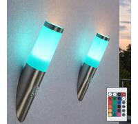 2x LED Esterno da Parete Lampada Spot Luce RGB Telecomando Movimento Giardino [EEK: F]