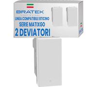 2X Deviatore Unipolare Basculante Illuminabile Compatibile BTicino MatixGo | Sostituisce Deviatore BTicino MatixGo JW4003 - Illuminabile con LED Aggiuntivo Non Incluso - Made in Europe by Bratek