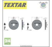 2x Dischi freno Textar PRO Anteriore per CHEVROLET CORSA OPEL ASTRA G