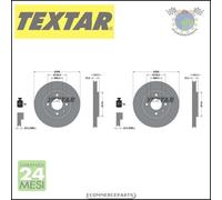 2x Dischi freno Textar PRO Anteriore per CITROEN C-ELYSEE BERLINGO XSARA C3 III
