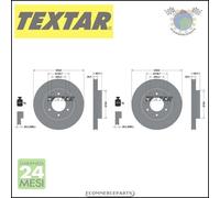2x Dischi freno Textar PRO Anteriore per MITSUBISHI PAJERO IV #do