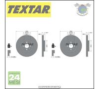 2x Dischi freno Textar PRO Anteriore per RENAULT SCENIC GRAND #cw