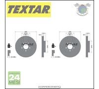 2x Dischi freno Textar PRO Anteriore per VOLVO XC70 V90 V70 S90 S70 C70 960 850