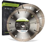2x Disco diamantato 150 mm per pietra, cemento, granito e molto altro. Dischi diamantati con altezza segmento 10mm | qualità del marchio rendech®