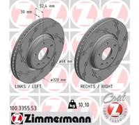 2x ZIMMERMANN 100.3355.53 Disco freno Anteriore per AUDI A4 Avant (8K5, B8)