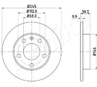 2x Disco freno 61-00-0929 ASHIKA per AUDI SEAT
