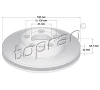 2x Disco freno Assale anteriore Dx ventilato 111 287 TOPRAN per VW PORSCHE