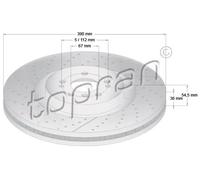 2x Disco freno Assale anteriore intagliato/perforato 409 322 TOPRAN