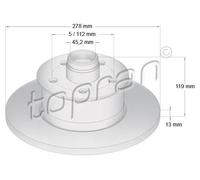 2x Disco freno Assale anteriore pieno 103 263 TOPRAN per VW