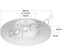 2x Disco freno Assale anteriore pieno 103 755 TOPRAN per AUDI 100 C4 Tre volumi