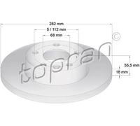 2x Disco freno Assale anteriore pieno 108 507 TOPRAN per VW
