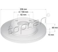 2x Disco freno Assale anteriore pieno 110 641 TOPRAN per SKODA VW