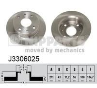 2x Disco freno Assale anteriore pieno J3306025 NIPPARTS per DAIHATSU CUORE VI