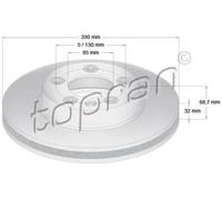 2x Disco freno Assale anteriore Sx ventilato 111 286 TOPRAN per VW PORSCHE