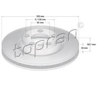 2x Disco freno Assale anteriore Sx ventilato 111 288 TOPRAN per AUDI VW PORSCHE