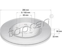 2x Disco freno Assale anteriore ventilato 103 071 TOPRAN per VW SEAT