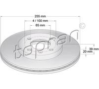 2x Disco freno Assale anteriore ventilato 103 408 TOPRAN per VW SEAT