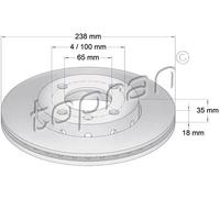 2x Disco freno Assale anteriore ventilato 104 027 TOPRAN per VW SEAT
