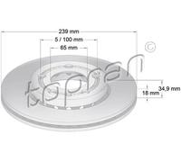 2x Disco freno Assale anteriore ventilato 109 522 TOPRAN per SKODA VW