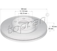 2x Disco freno Assale anteriore ventilato 109 523 TOPRAN per VW FORD SEAT