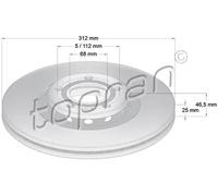 2x Disco freno Assale anteriore ventilato 110 078 TOPRAN per AUDI VW SKODA SEAT