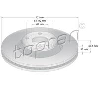 2x Disco freno Assale anteriore ventilato 110 309 TOPRAN per AUDI A6 C6 Avant