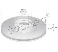 2x Disco freno Assale anteriore ventilato 113 010 TOPRAN per AUDI Q5 A4 B8 A5