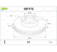 2x Disco freno Assale anteriore ventilato 197173 VALEO per HYUNDAI ACCENT II