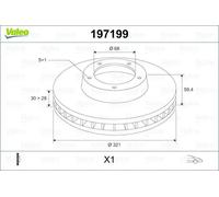 VALEO - Disco freno oliato - 197199 - Confezione contenente 1 disco ventilato - Asse anteriore - Design e qualità simili all'originale - Valeo, esperto di frenatura dal 1923