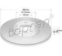 2x Disco freno Assale anteriore ventilato 205 521 TOPRAN per OPEL CALIBRA A