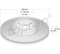 2x Disco freno Assale anteriore ventilato 206 858 TOPRAN per OPEL COMBO Tour
