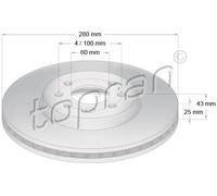 2x Disco freno Assale anteriore ventilato 207 179 TOPRAN per OPEL ASTRA H GTC