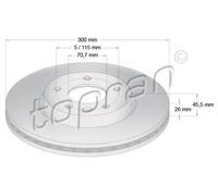 2x Disco freno Assale anteriore ventilato 207 982 TOPRAN per OPEL VAUXHALL