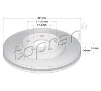 2x Disco freno Assale anteriore ventilato 208 004 TOPRAN per OPEL CHEVROLET