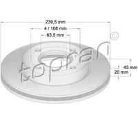 2x Disco freno Assale anteriore ventilato 301 908 TOPRAN per FORD FIESTA III KA