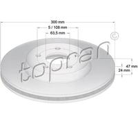 2x Disco freno Assale anteriore ventilato 301 956 TOPRAN per FORD MONDEO III