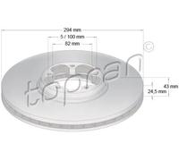2x Disco freno Assale anteriore ventilato 302 087 TOPRAN per FORD