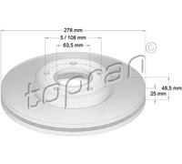 2x Disco freno Assale anteriore ventilato 302 335 TOPRAN per VOLVO FORD