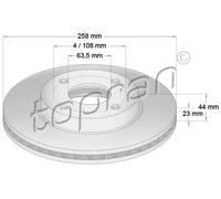 2x Disco freno Assale anteriore ventilato 303 974 TOPRAN per FORD FIESTA VI