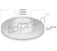 2x Disco freno Assale anteriore ventilato 304 728 TOPRAN per FORD C-MAX II