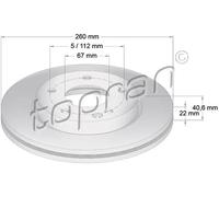 2x Disco freno Assale anteriore ventilato 400 849 TOPRAN per MERCEDES-BENZ