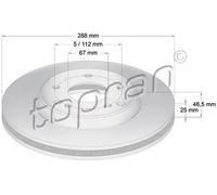 2x Disco freno Assale anteriore ventilato 400 854 TOPRAN per MERCEDES-BENZ SLK