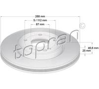 2x Disco freno Assale anteriore ventilato 400 856 TOPRAN per MERCEDES-BENZ SLK
