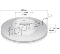 2x Disco freno Assale anteriore ventilato 401 052 TOPRAN per MERCEDES-BENZ