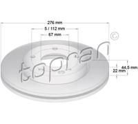 2x Disco freno Assale anteriore ventilato 401 401 TOPRAN per MERCEDES-BENZ
