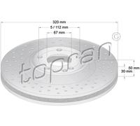 2x Disco freno Assale anteriore ventilato 408 931 TOPRAN per MERCEDES-BENZ