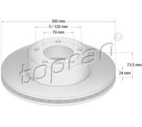 2x Disco freno Assale anteriore ventilato 500 947 TOPRAN per BMW 3 Touring 3 1